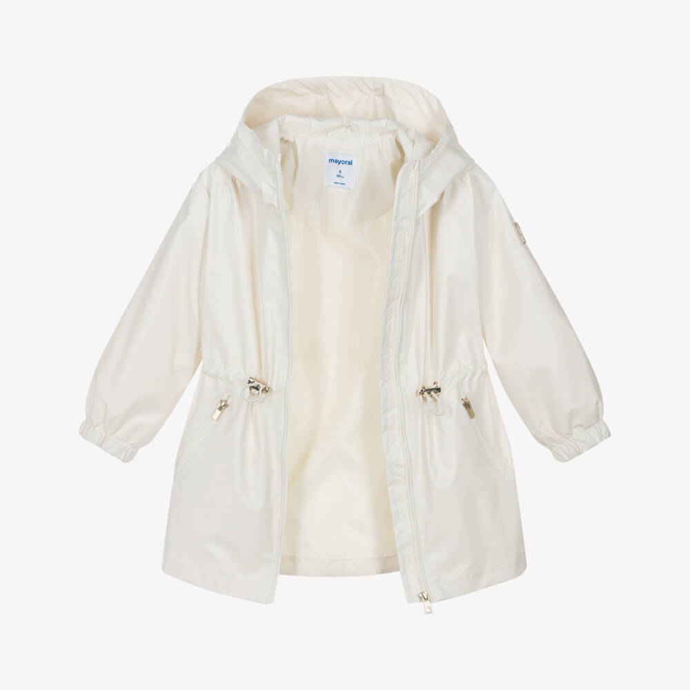 Mayoral-Girls Ivory Hooded Parka Coat | Childrensalon Outlet