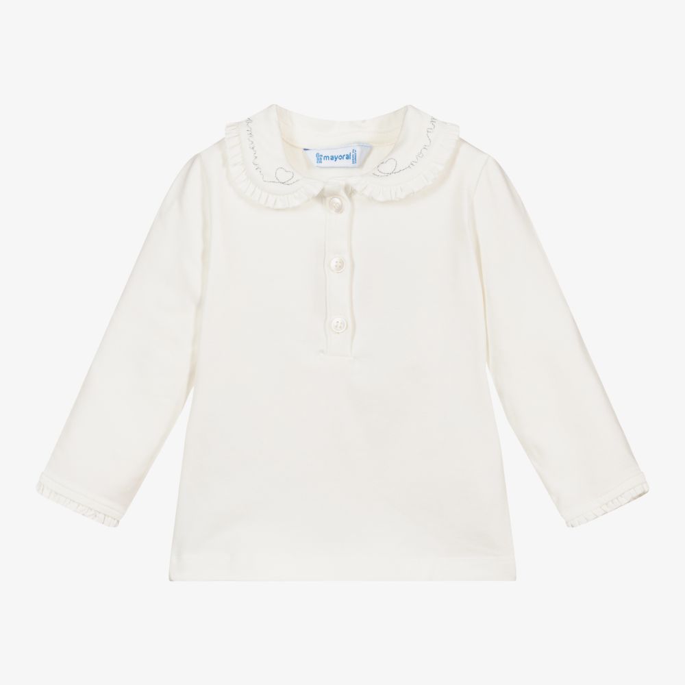 Mayoral - Кремовая блузка из джерси для девочек | Childrensalon