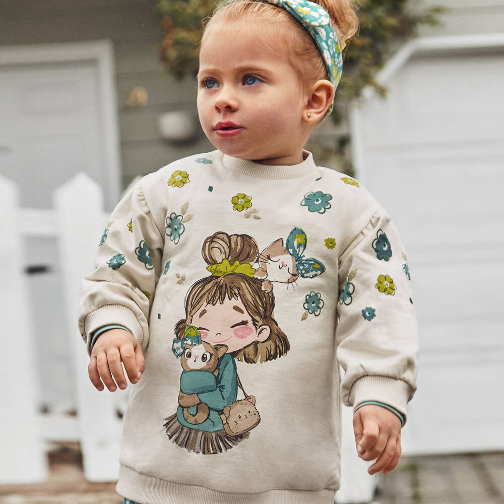 Mayoral-Girls Ivory Jersey Dress | Childrensalon Outlet