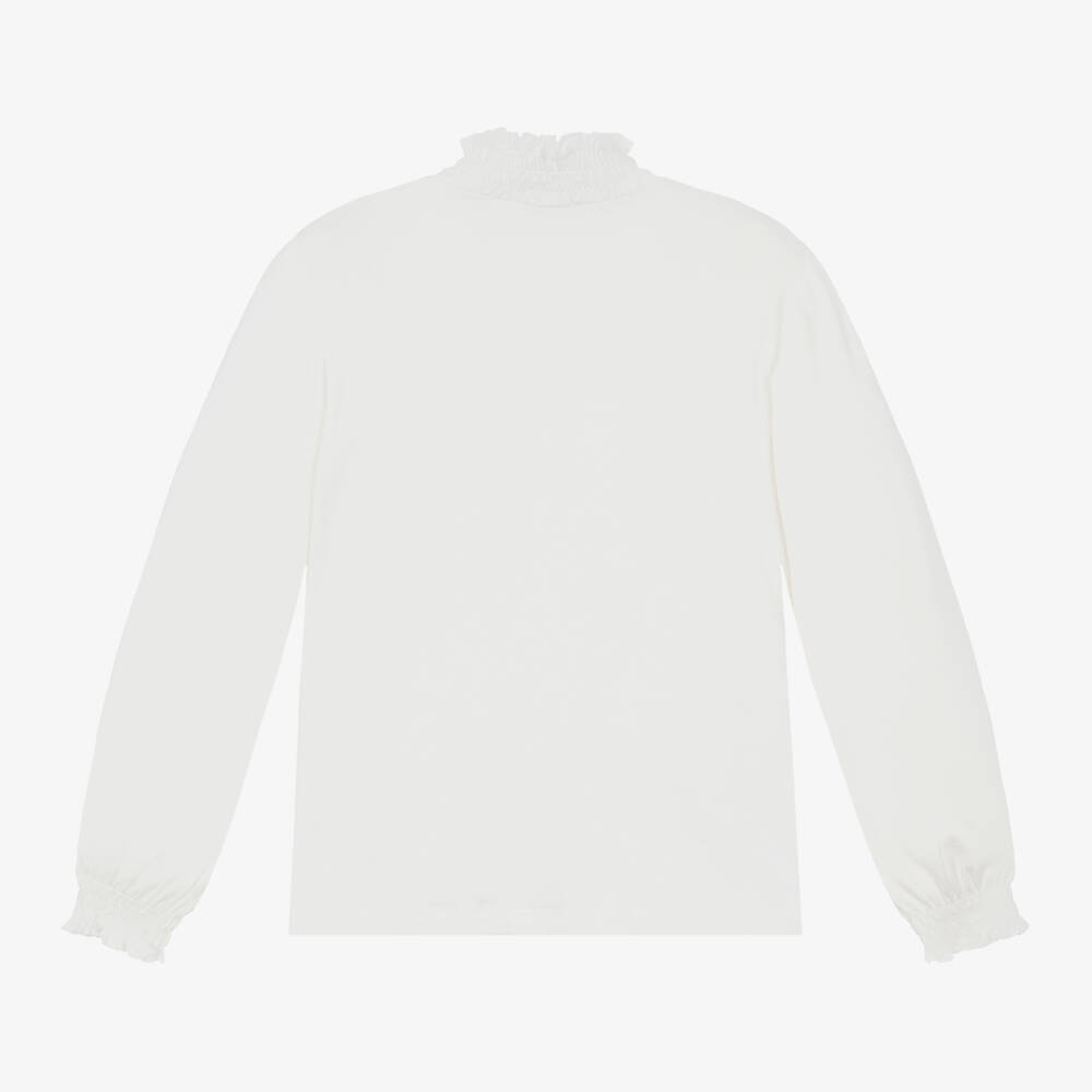 Mayoral-Girls Ivory Jersey Roll Neck | Childrensalon Outlet