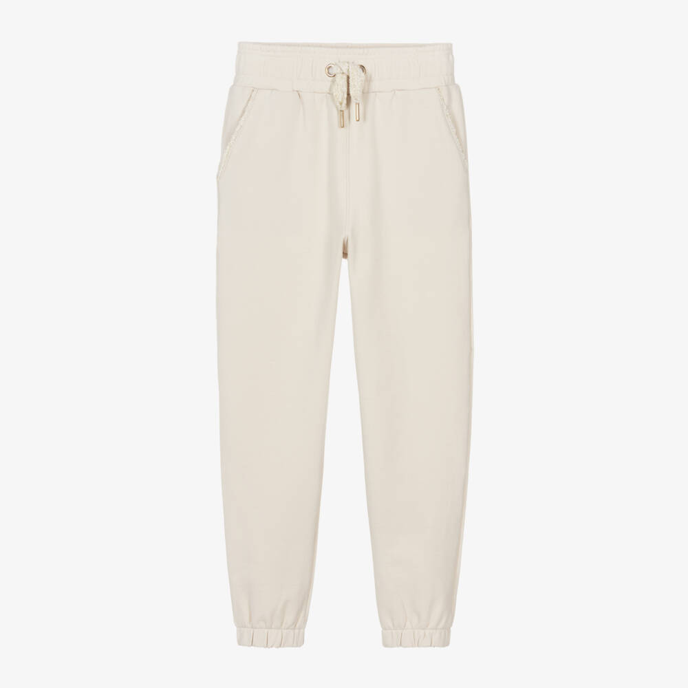 Mayoral-Girls Ivory Jersey Trousers | Childrensalon Outlet