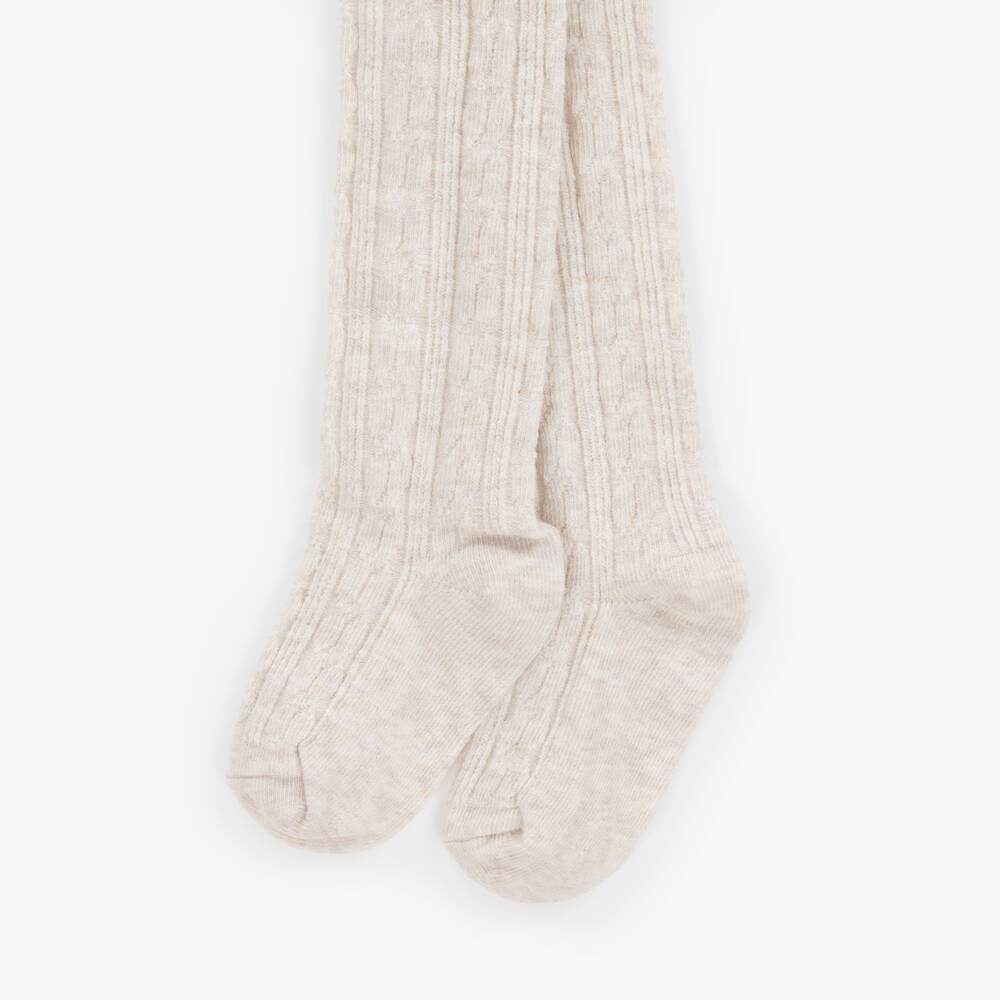 Mayoral-Girls Ivory Knit Cable Tights | Childrensalon Outlet