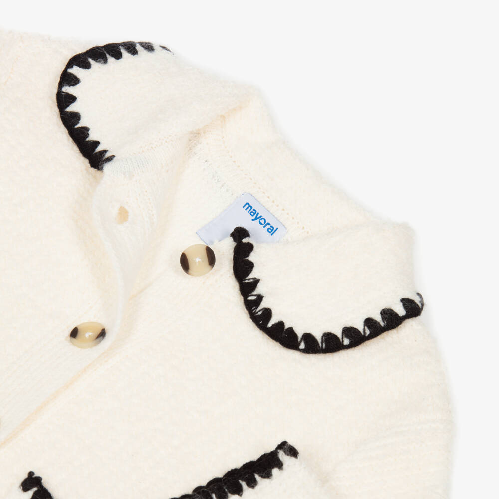 Mayoral-Кремовый вязаный кардиган с отделкой для девочек | Childrensalon Outlet