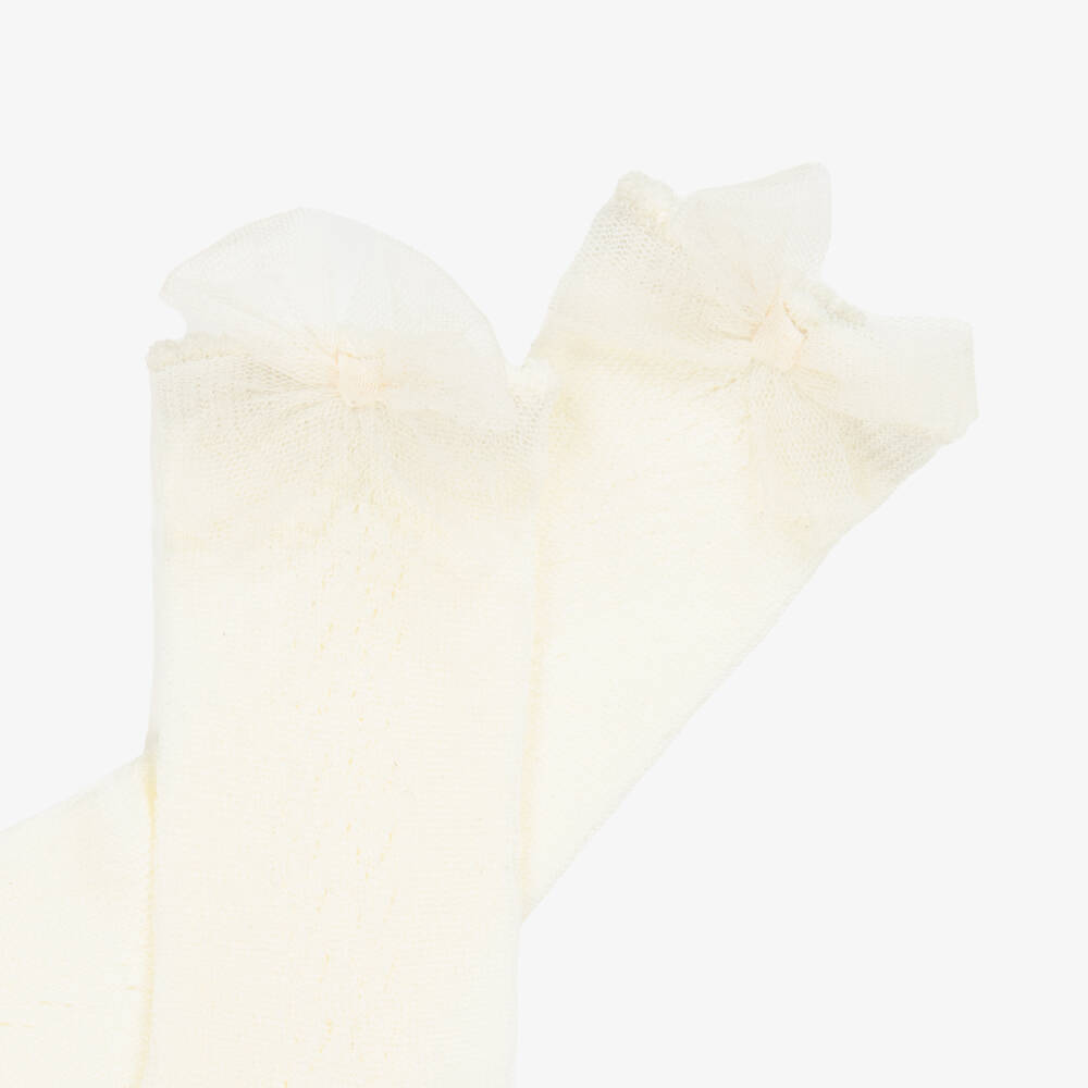 Mayoral-Girls Ivory Knit Cotton Socks | Childrensalon Outlet