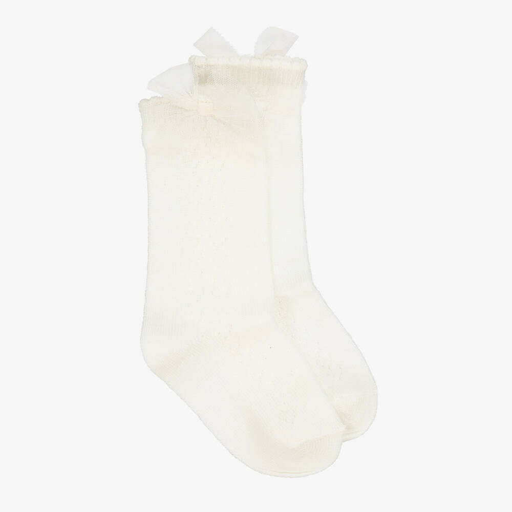 Mayoral-Girls Ivory Knit Cotton Socks | Childrensalon Outlet