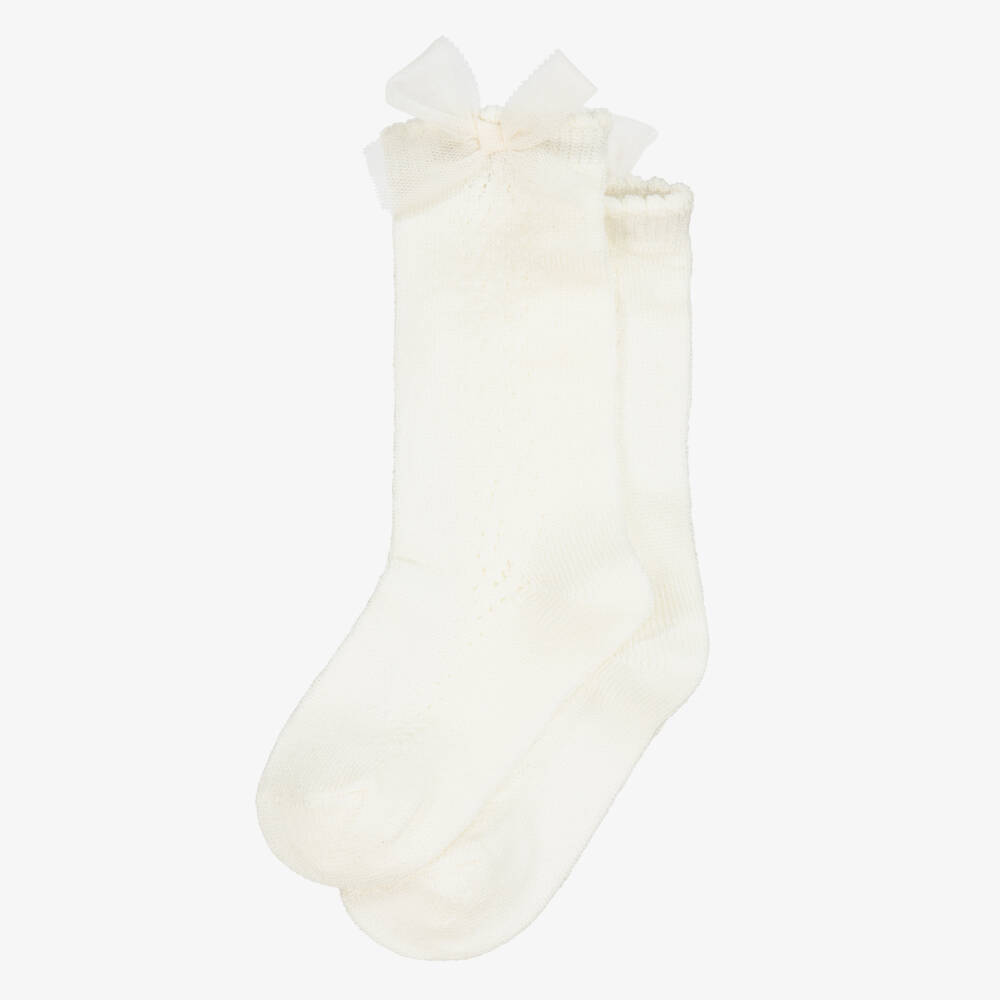 Mayoral-Girls Ivory Knit Cotton Socks | Childrensalon Outlet