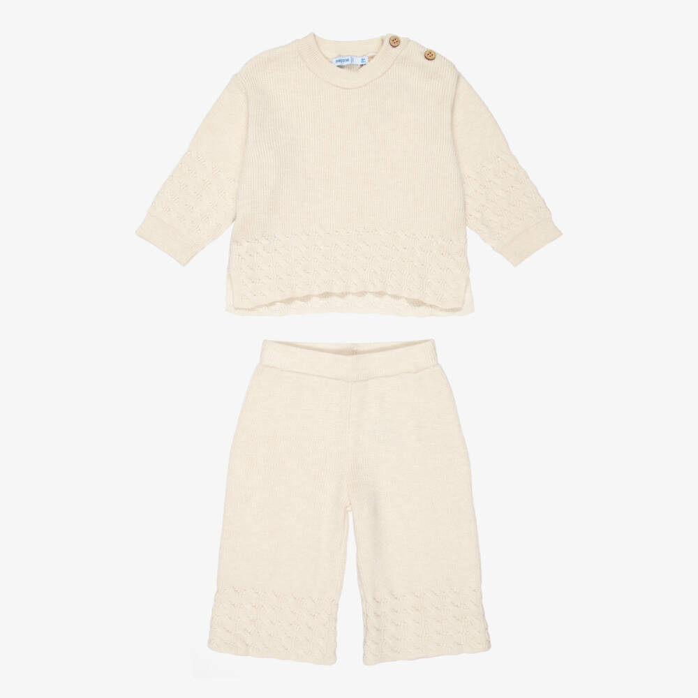 Mayoral-Girls Ivory Knit Ensemble | Childrensalon Outlet