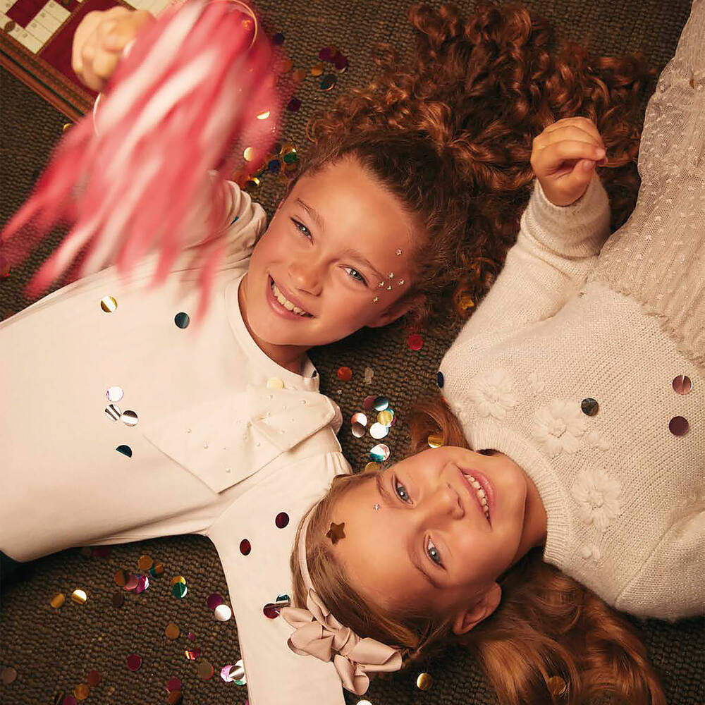 مايورال-فستان مزيج أكريليك محبوك وتول لون عاجي | Childrensalon Outlet