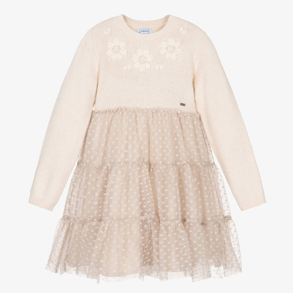 Mayoral - Robe ivoire en tulle Fille | Childrensalon