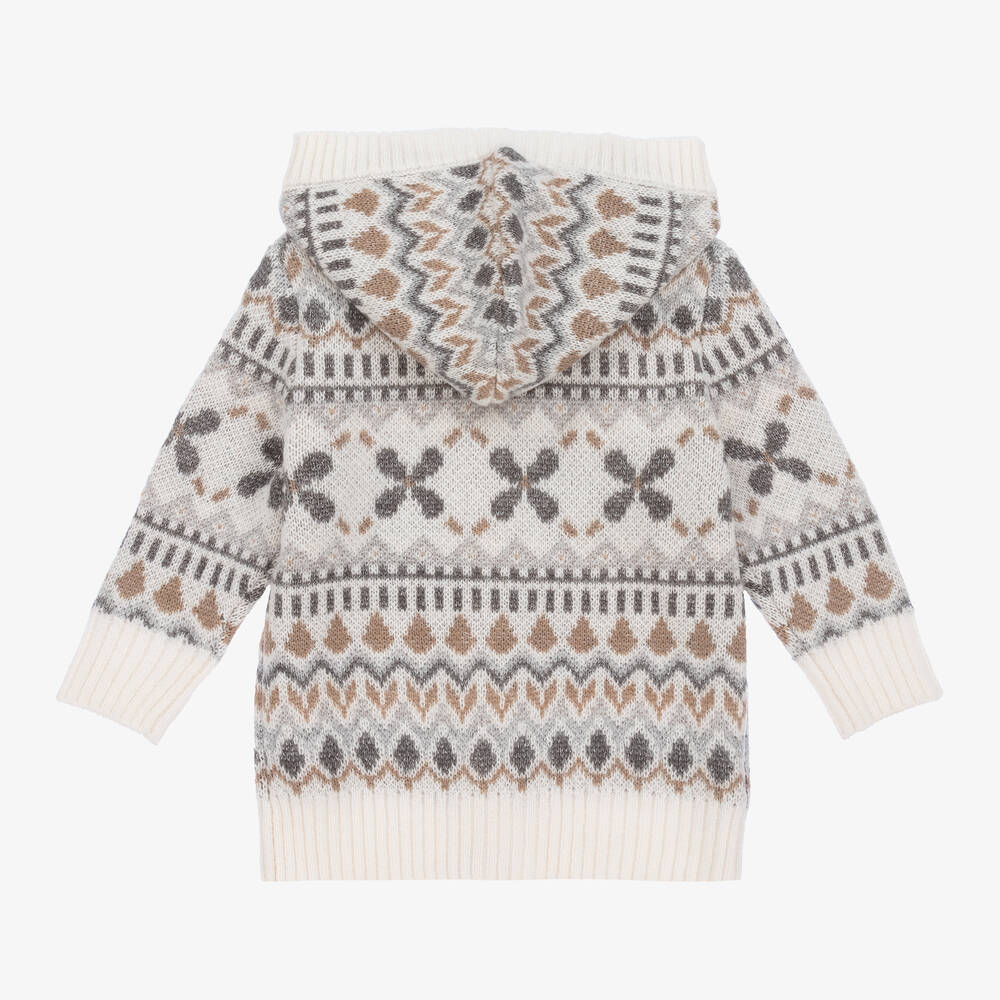 Mayoral-Girls Ivory Knitted Fair Isle Cardigan | Childrensalon Outlet