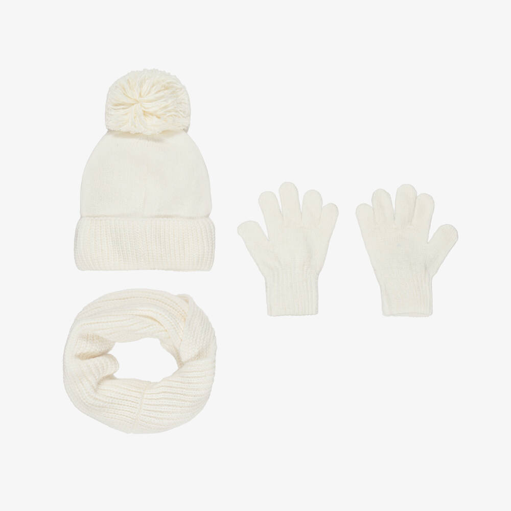 Mayoral-Girls Ivory Knitted Hat, Glove & Scarf Set | Childrensalon Outlet