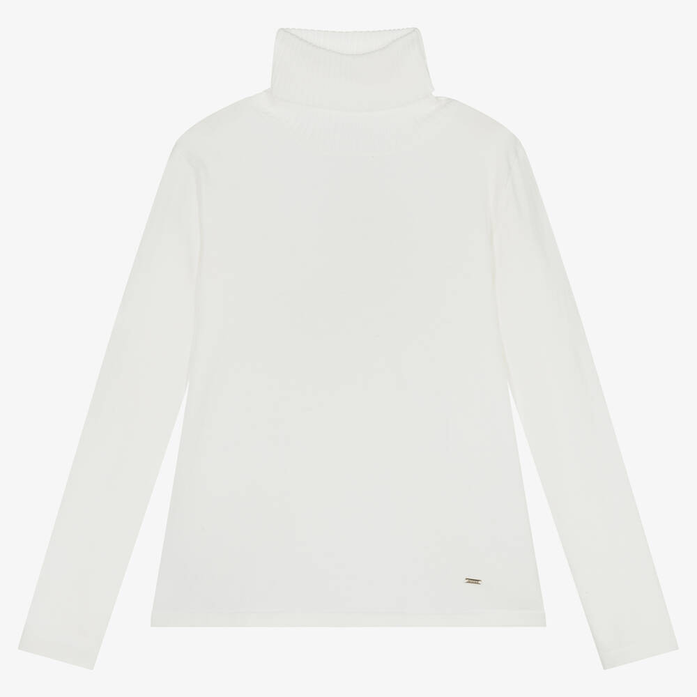 Mayoral-Girls Ivory Knitted Roll Neck Sweater | Childrensalon Outlet