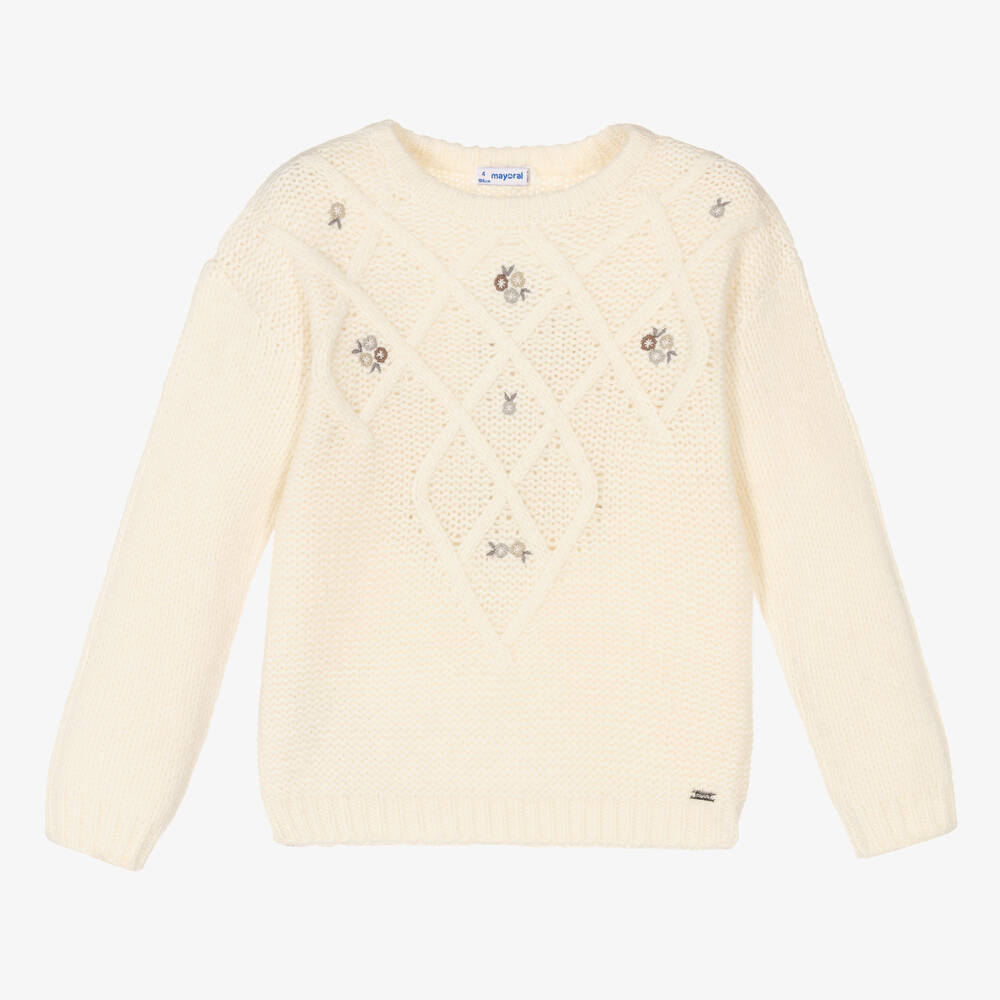 Mayoral-Кремовый вязаный свитер для девочек | Childrensalon Outlet