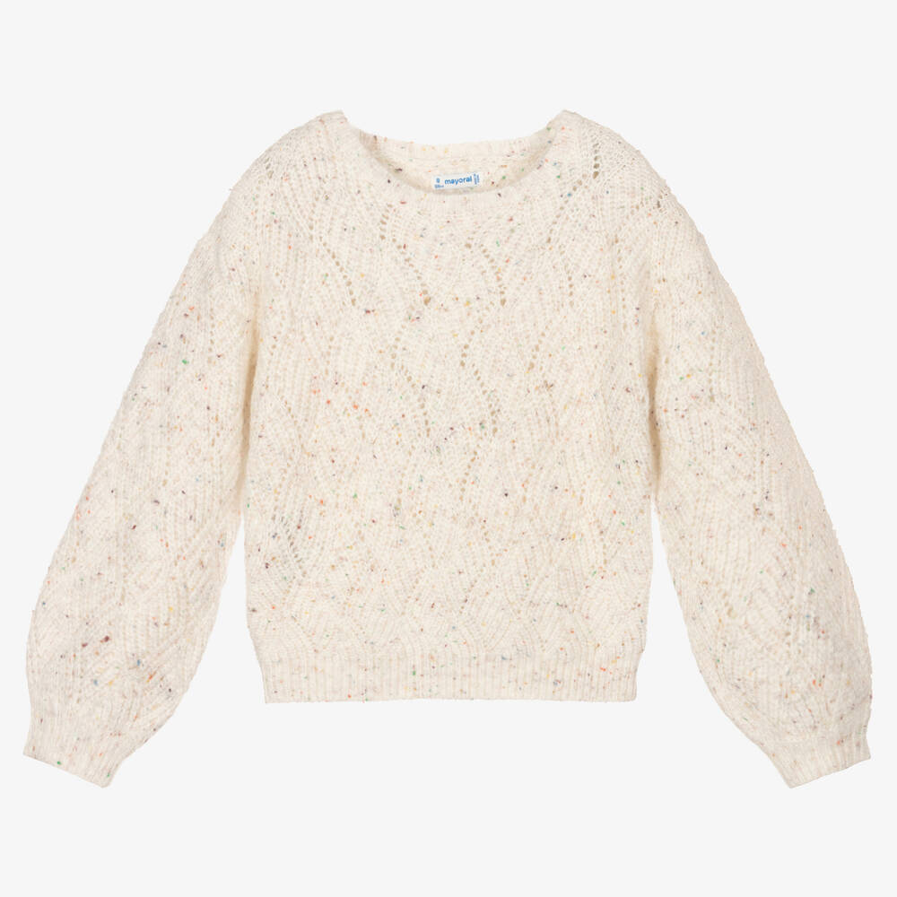 Mayoral - Girls Ivory Knitted Sweater | Childrensalon