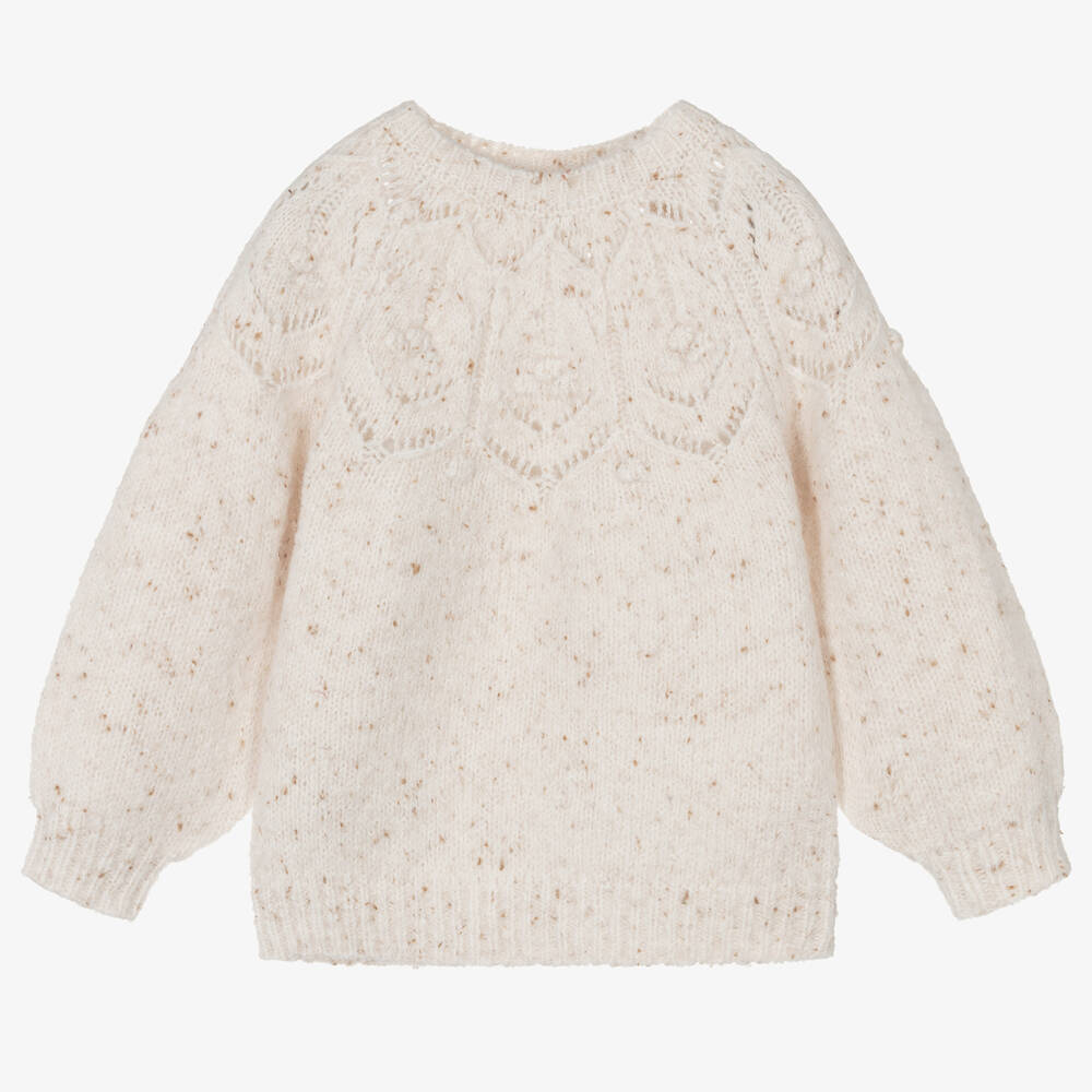 Mayoral - Girls Ivory Knitted Sweater | Childrensalon