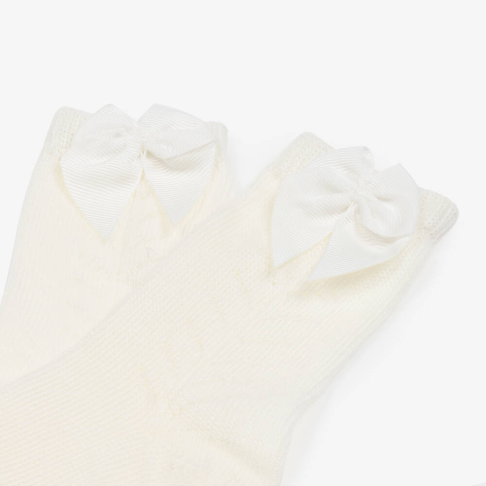 Mayoral-Girls Ivory Lace Bow Socks | Childrensalon Outlet
