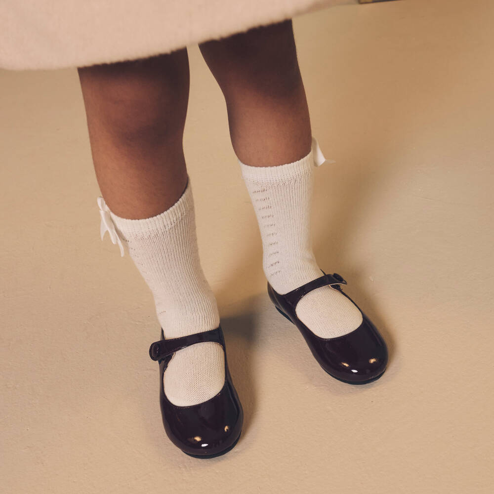 Mayoral-Girls Ivory Lace Bow Socks | Childrensalon Outlet