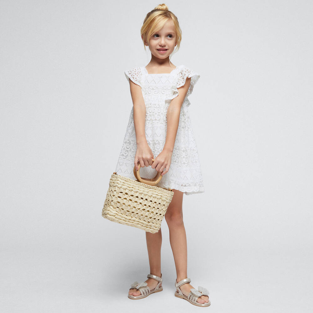 Mayoral-Girls Ivory Lace Dress | Childrensalon Outlet