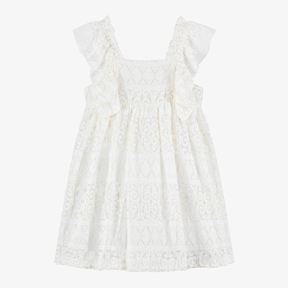 Mayoral-Girls Ivory Lace Dress | Childrensalon Outlet