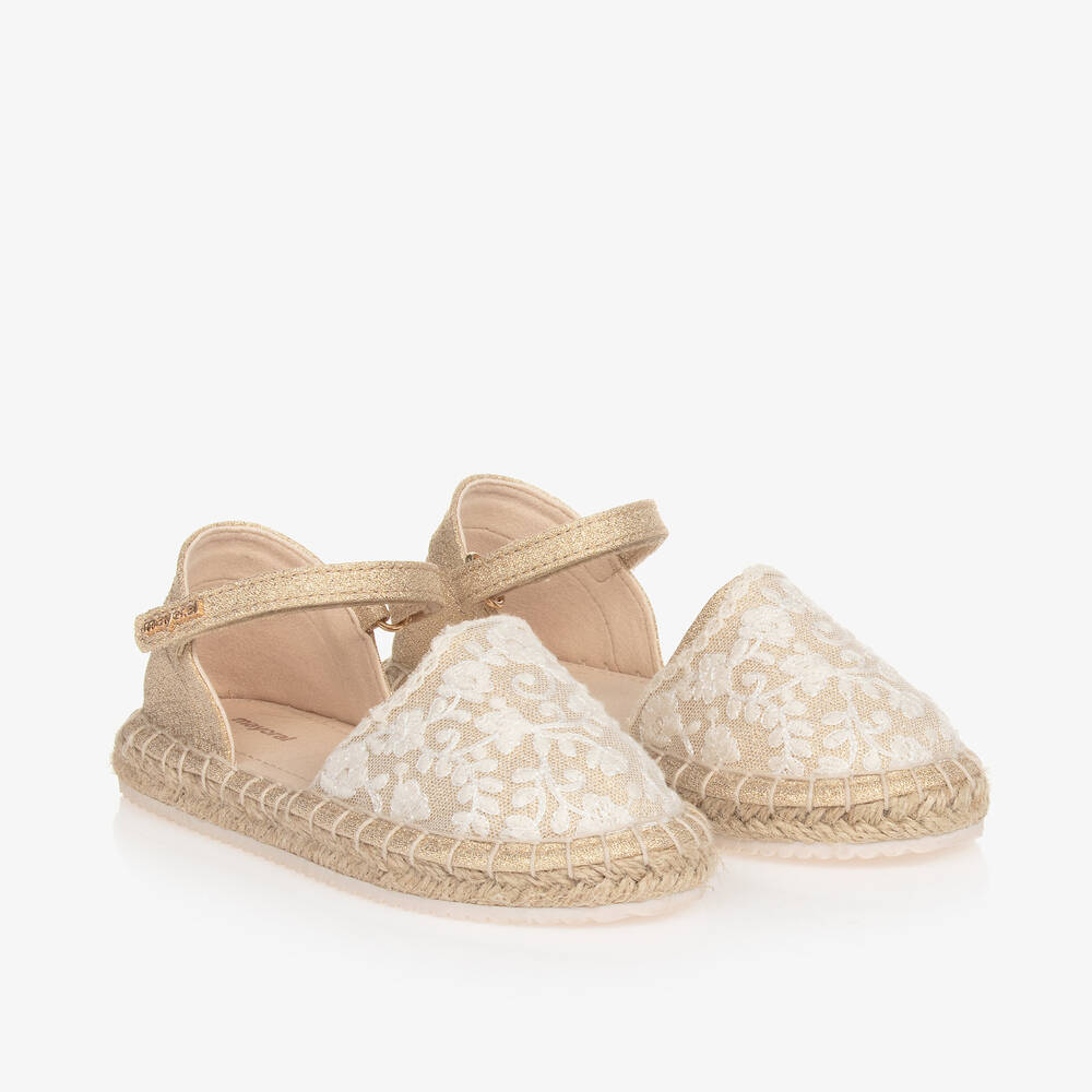 Mayoral-Girls Ivory Lace Espadrille Sandals | Childrensalon Outlet