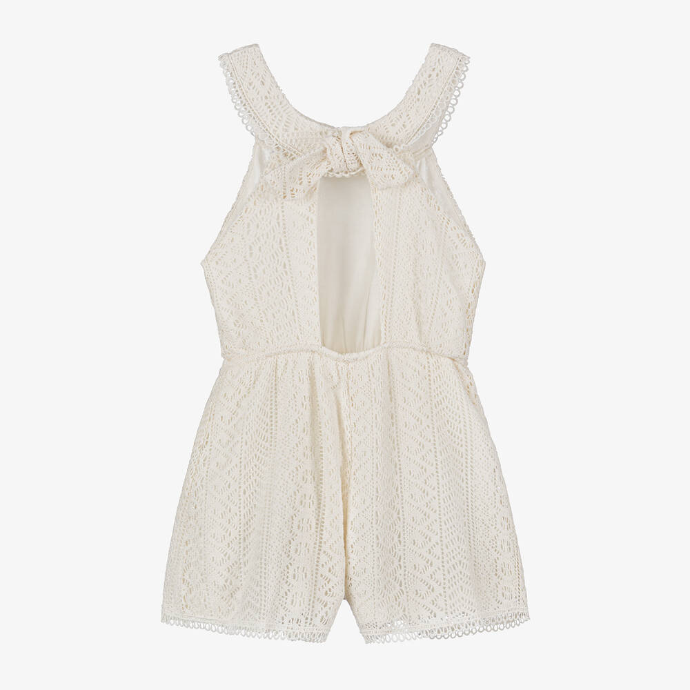 Mayoral - Girls Ivory Lace Playsuit | Childrensalon Outlet