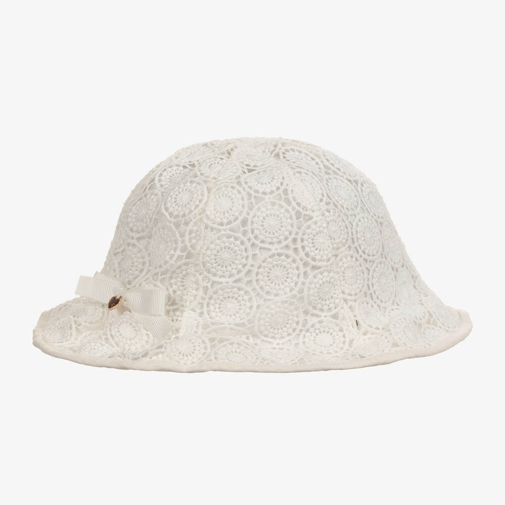 Mayoral - Girls Ivory Lace Sun Hat | Childrensalon
