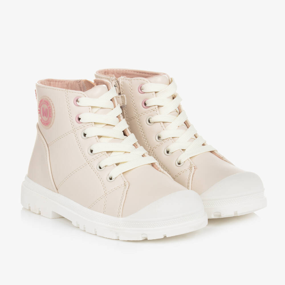 Mayoral - Girls Ivory Lace-Up Ankle Boots | Childrensalon