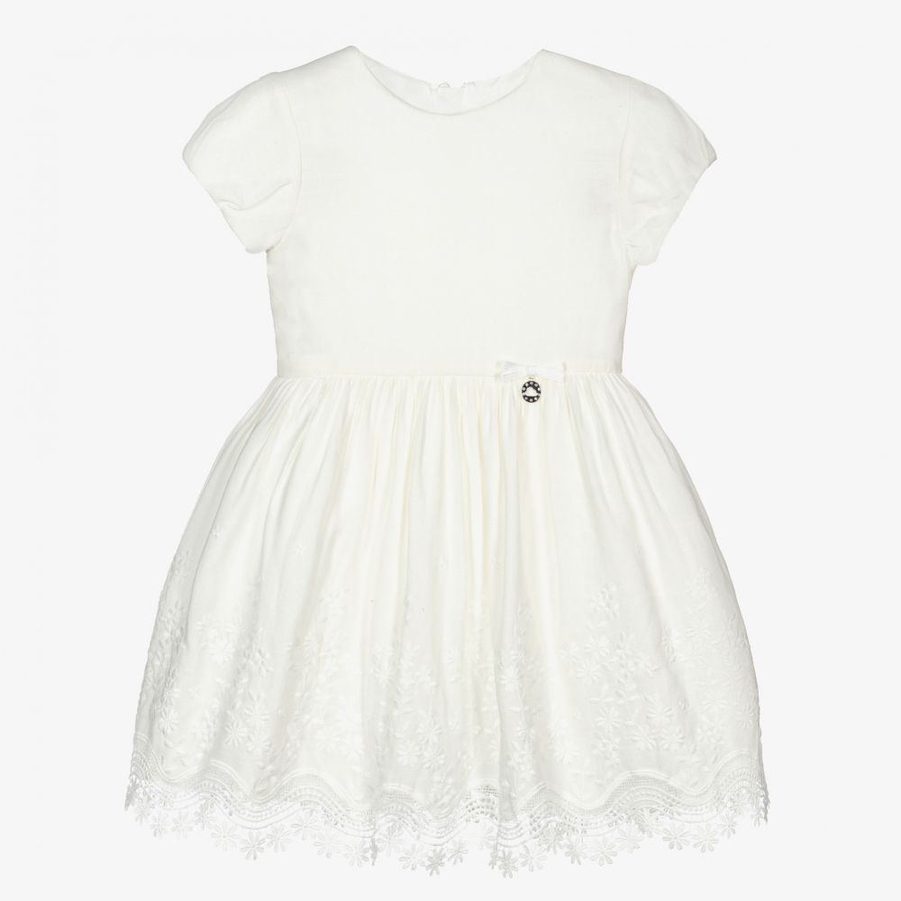 Mayoral - Кремовое льняное платье для девочек | Childrensalon