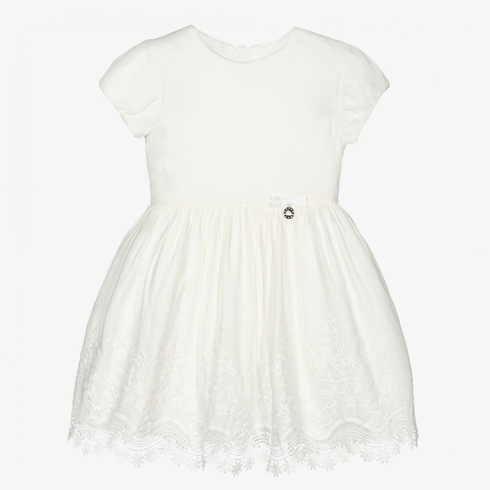 Mayoral-Кремовое льняное платье для девочек | Childrensalon Outlet
