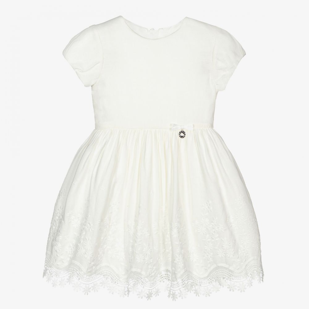 Mayoral - Girls Ivory Linen Dress | Childrensalon