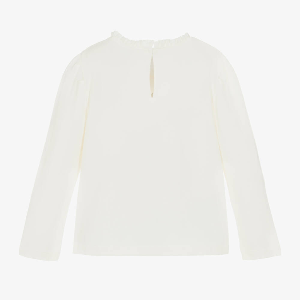 Mayoral-Girls Ivory Long Sleeve Graphic Tee | Childrensalon Outlet