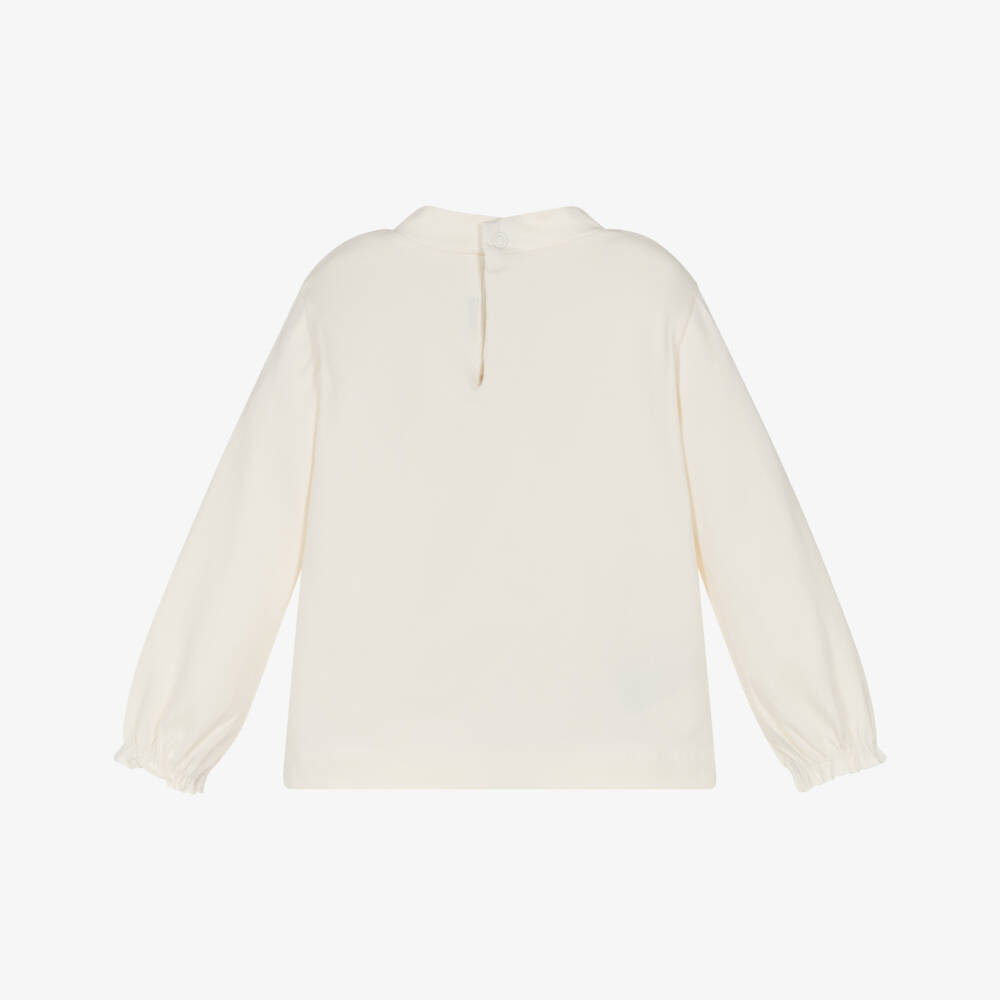 Mayoral-Girls Ivory Long-Sleeve Printed Top | Childrensalon Outlet