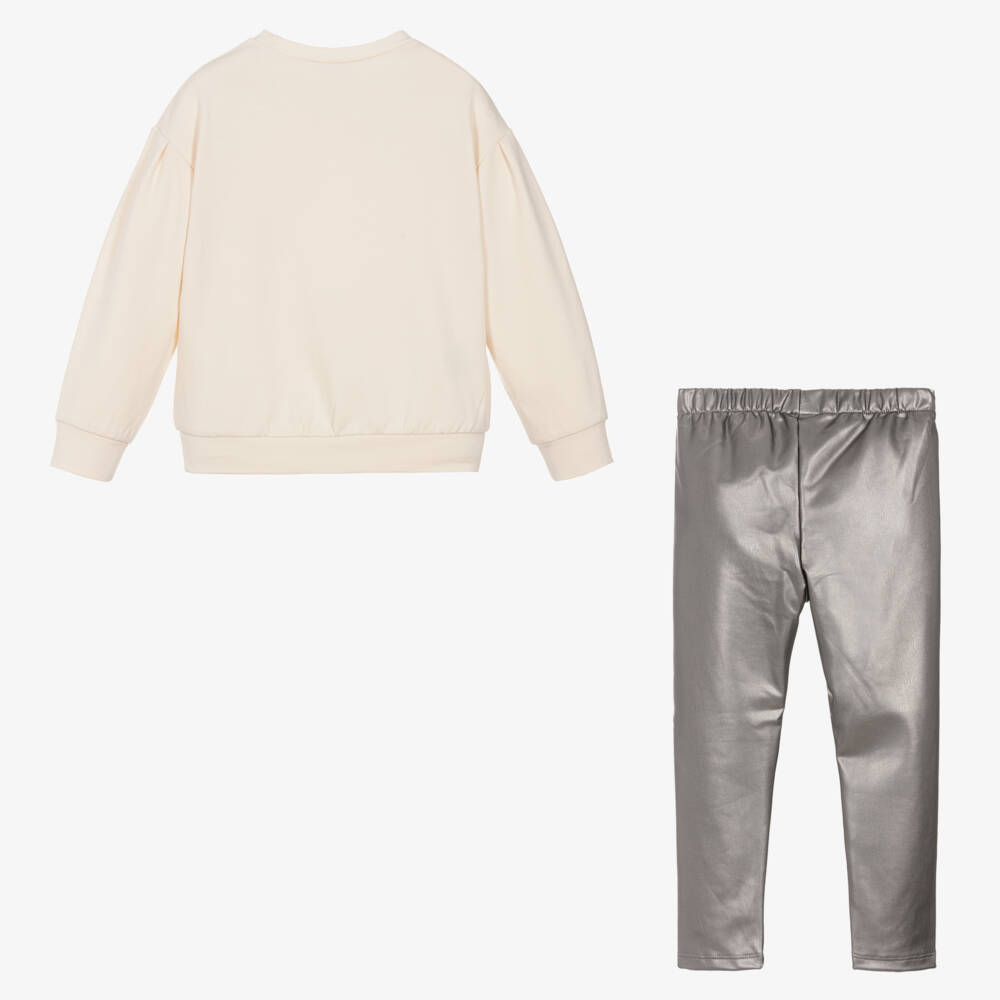 Mayoral-Girls Ivory & Metallic Leggings Set | Childrensalon Outlet