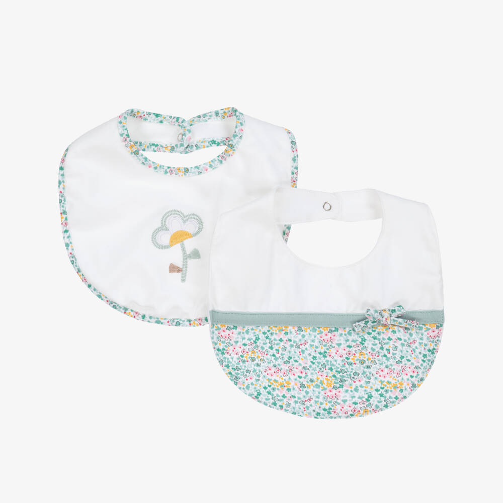 Mayoral Newborn-Girls' Ivory & Mint Floral Bib Set | Childrensalon Outlet