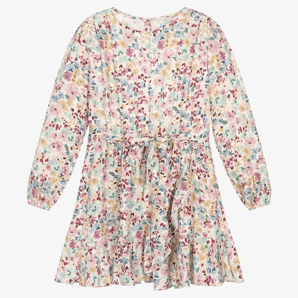 Mayoral - Girls Ivory Multi Floral Dress | Childrensalon