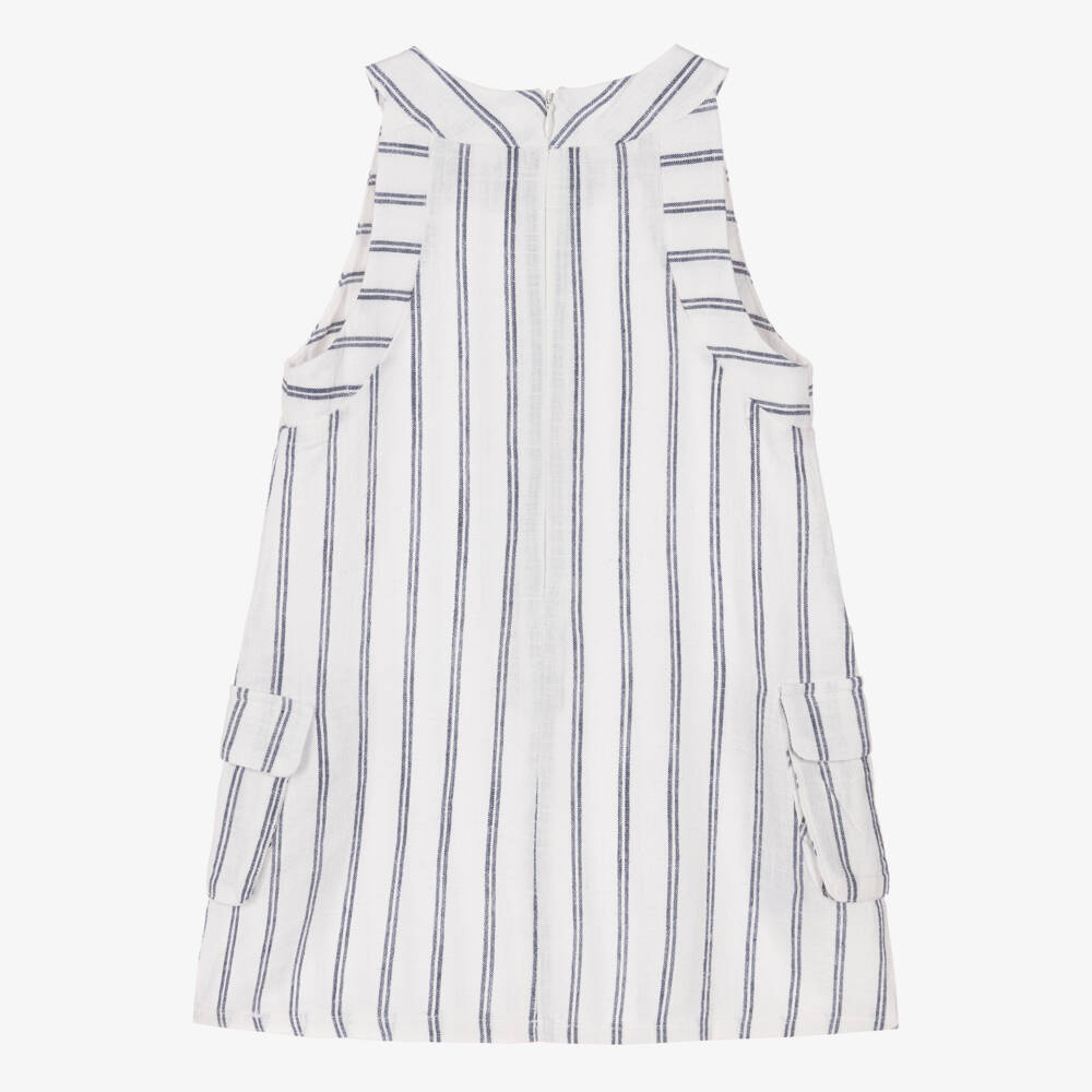Mayoral-Girls Ivory & Navy Blue Striped Dress | Childrensalon Outlet