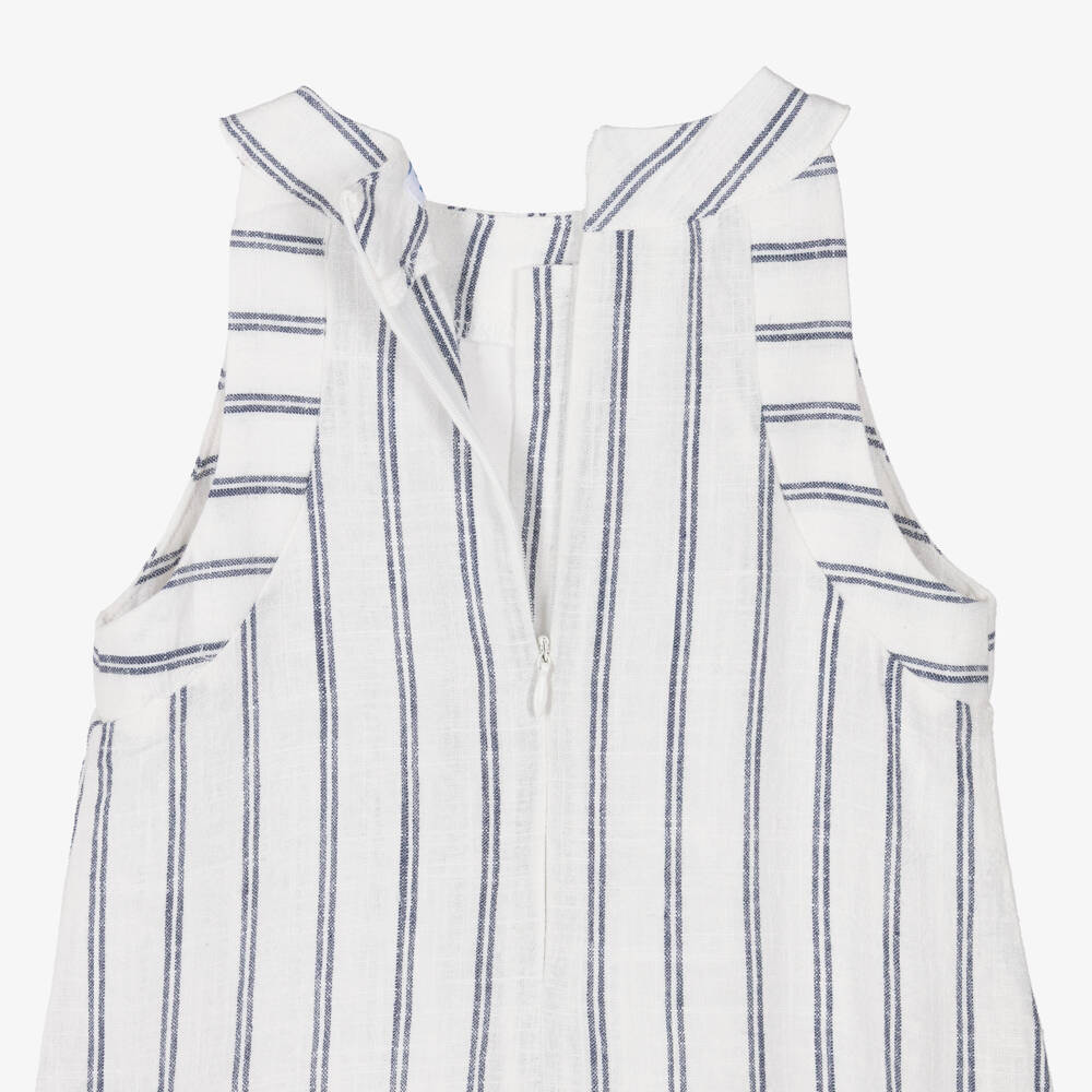 Mayoral-Girls Ivory & Navy Blue Striped Dress | Childrensalon Outlet