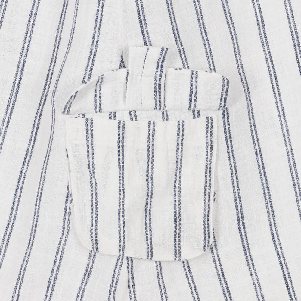 Mayoral-Girls Ivory & Navy Blue Striped Dress | Childrensalon Outlet