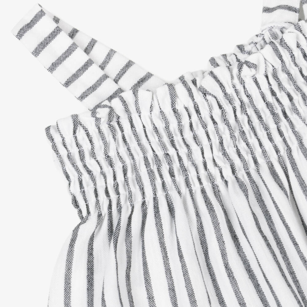 Mayoral-Girls Ivory & Onyx Striped Cotton Top | Childrensalon Outlet