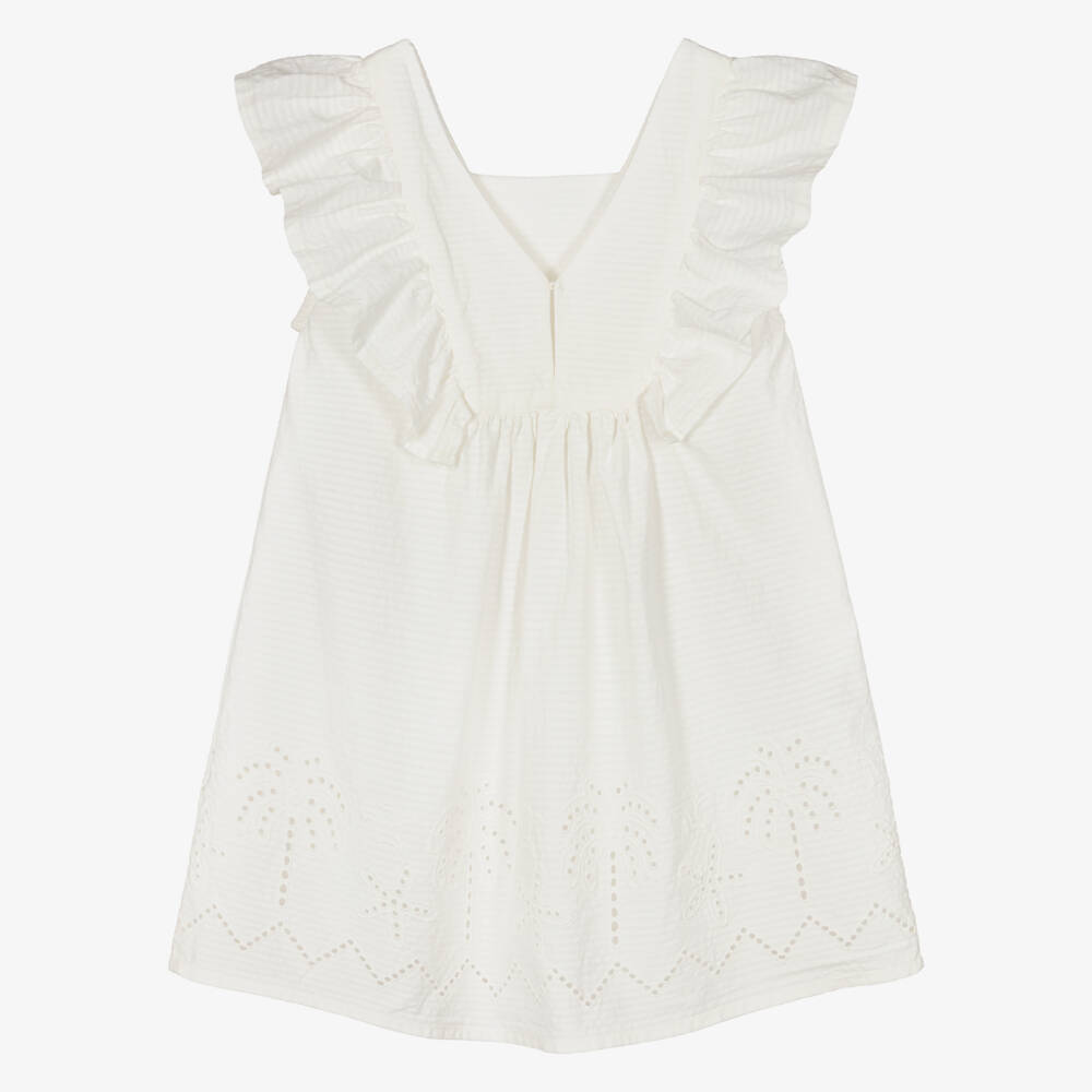 Mayoral-Girls Ivory Palm Print Dress | Childrensalon Outlet