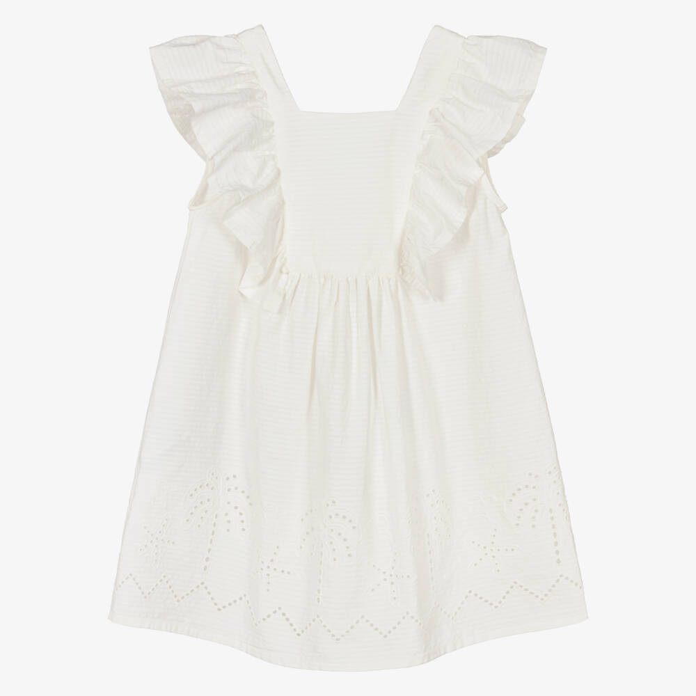 Mayoral-Girls Ivory Palm Print Dress | Childrensalon Outlet