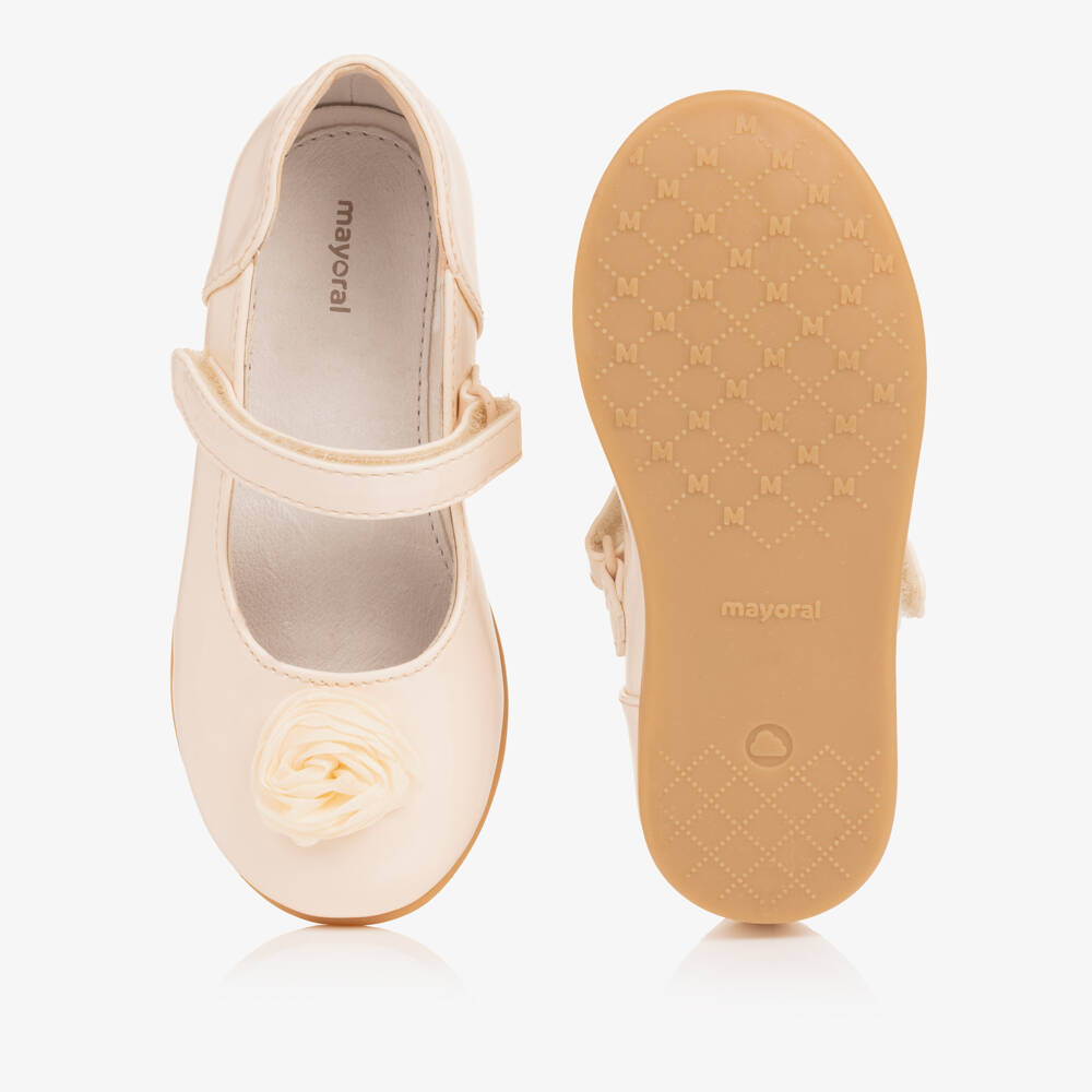Mayoral-Girls' Ivory Patent Floral Pumps | Childrensalon Outlet