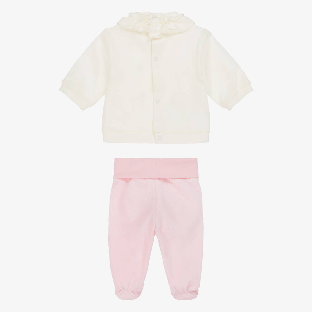 Mayoral Newborn-Girls Ivory & Pink 2 Piece Babygrow with Dots | Childrensalon Outlet