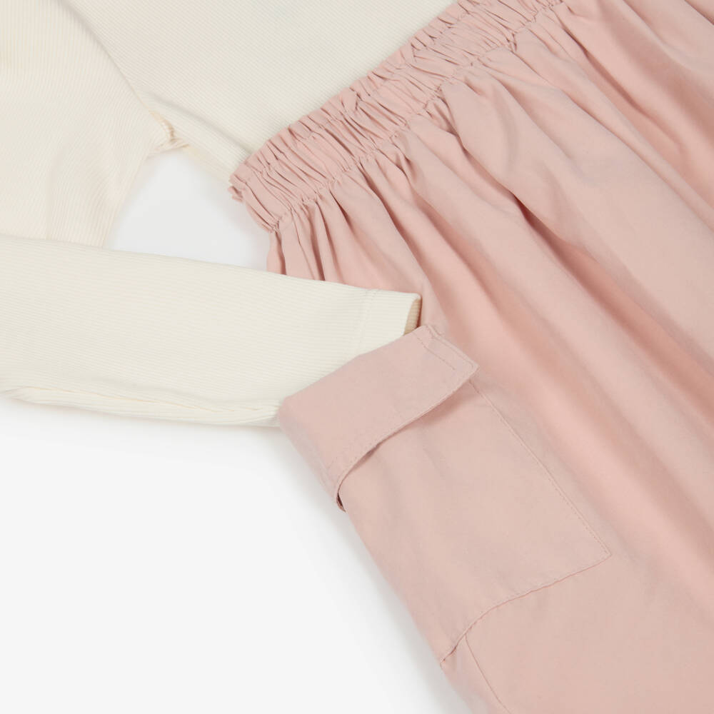 Mayoral-Girls Ivory & Pink Contrast Dress | Childrensalon Outlet