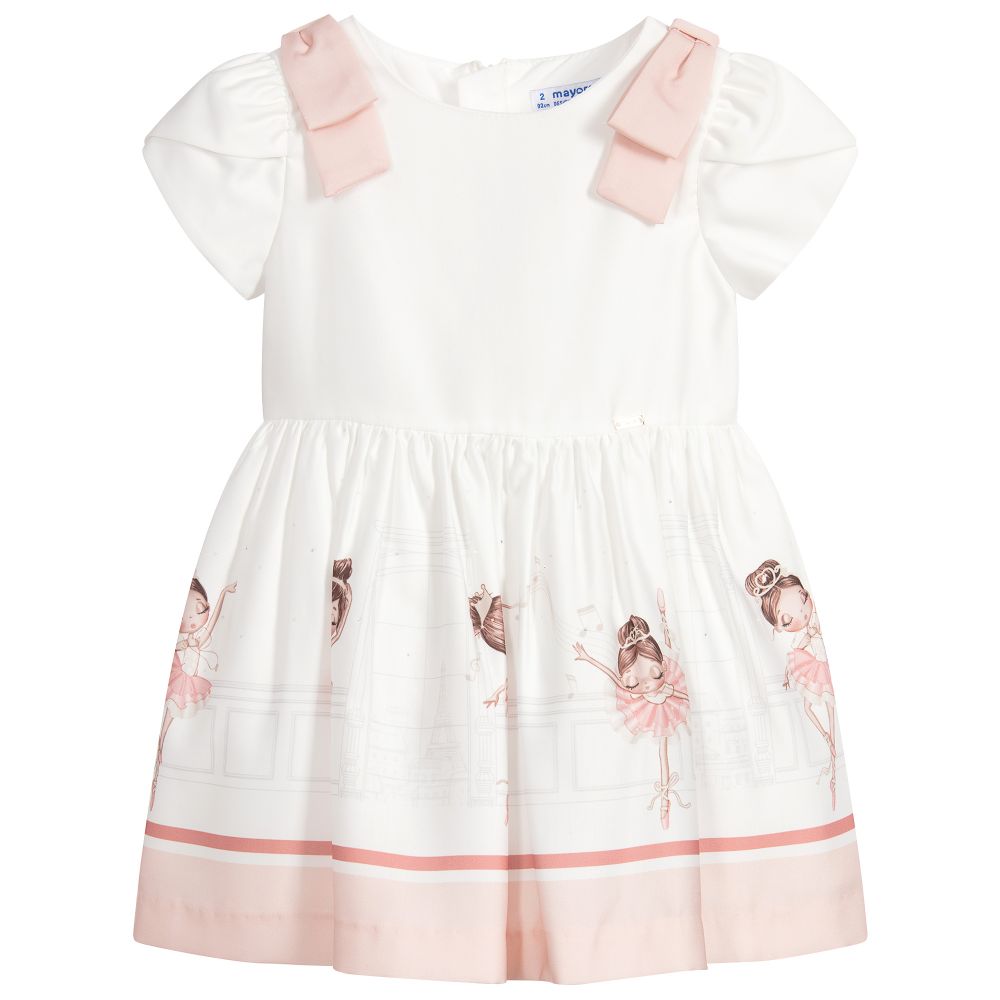 Mayoral - Girls Ivory & Pink Dress | Childrensalon