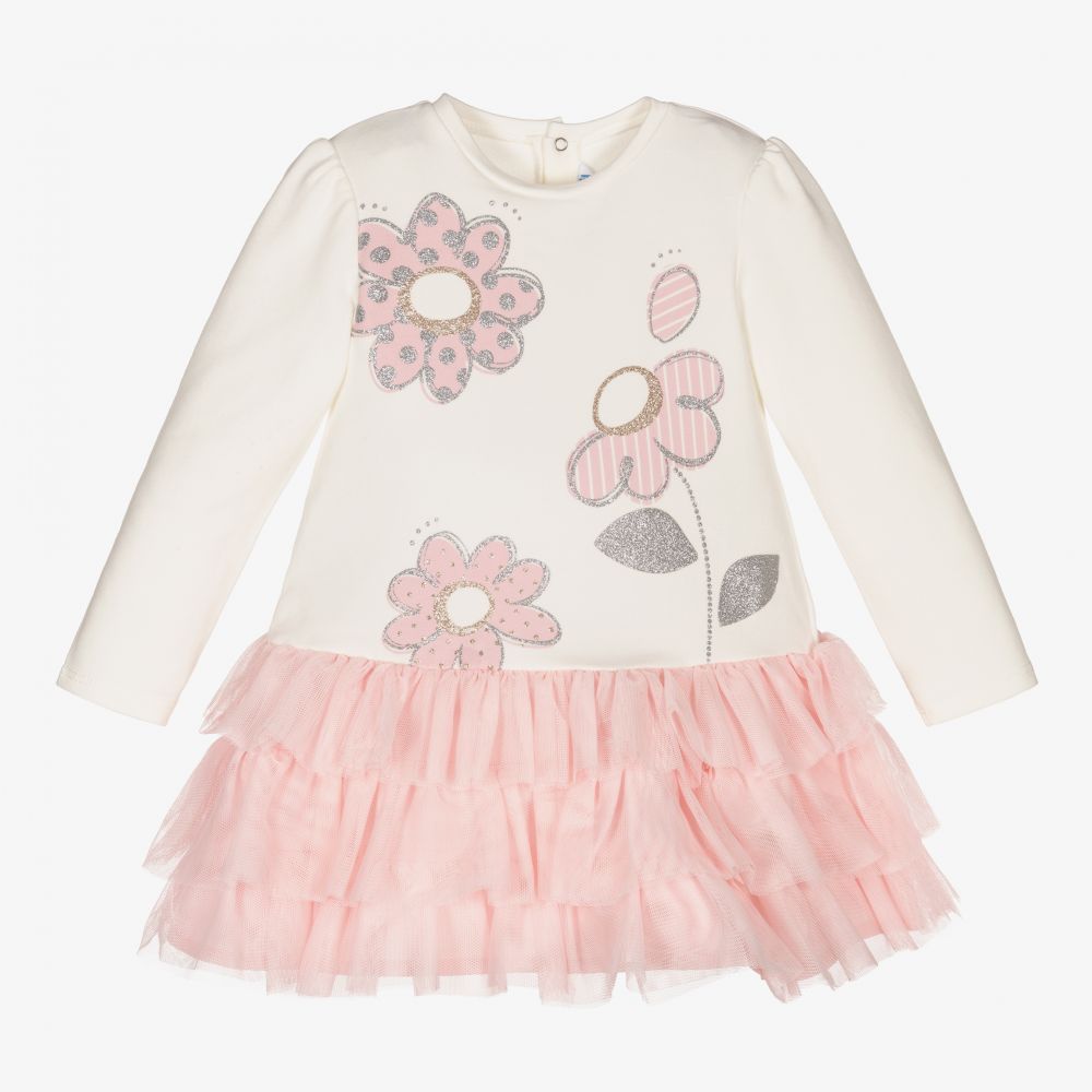 Mayoral - Girls Ivory & Pink Dress | Childrensalon