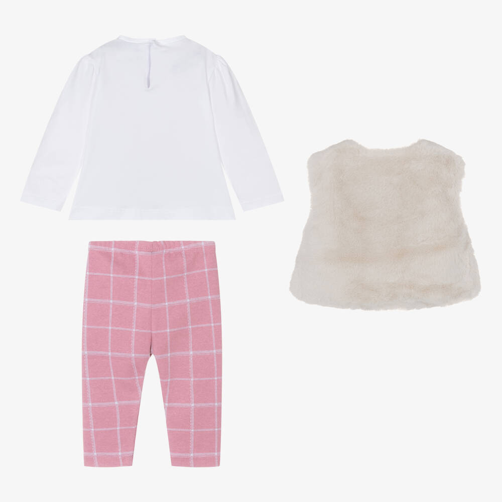 Mayoral-Girls Ivory & Pink Leggings Set | Childrensalon Outlet