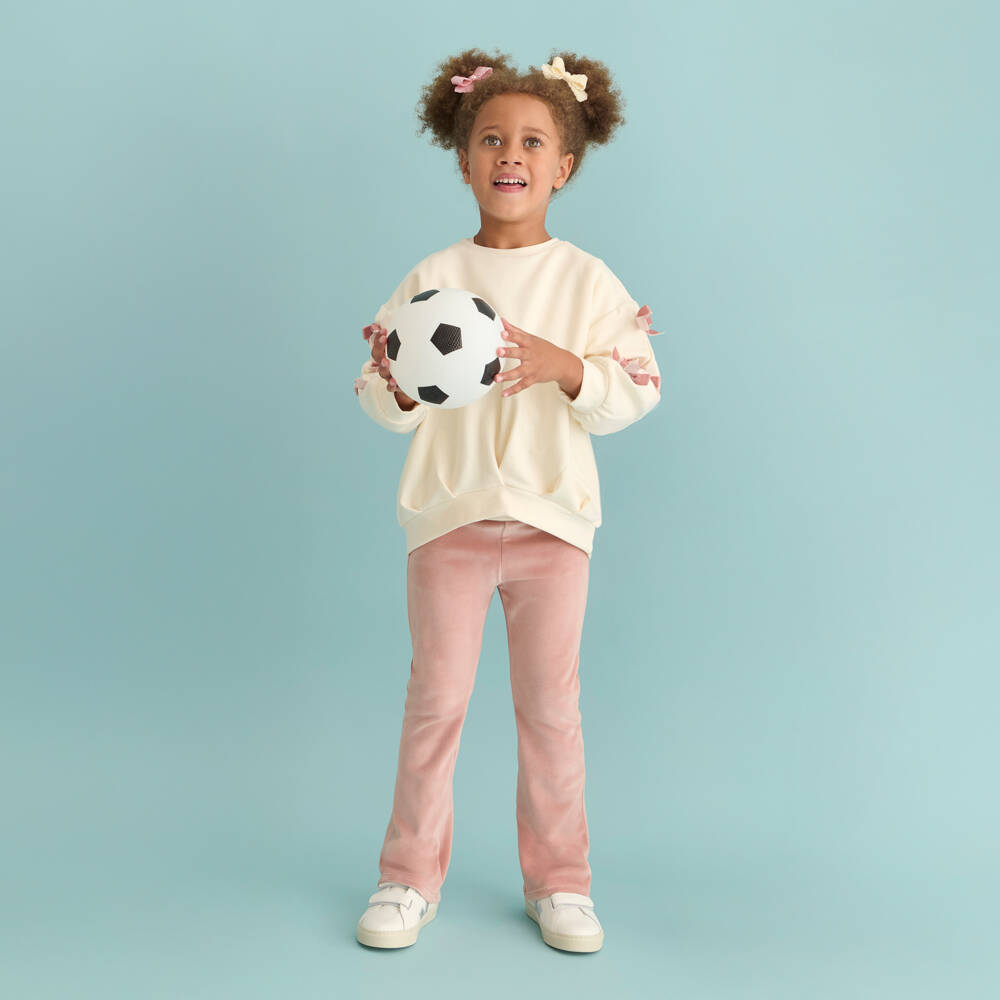 Mayoral-Girls Ivory & Pink Leggings Set with Velvet Bows | Childrensalon Outlet