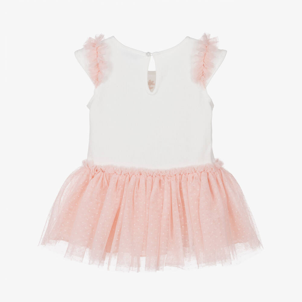 Mayoral-Girls Ivory & Pink Tulle Dress | Childrensalon Outlet