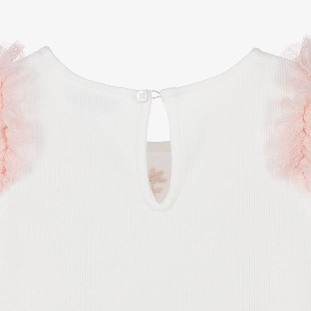 Mayoral-Girls Ivory & Pink Tulle Dress | Childrensalon Outlet